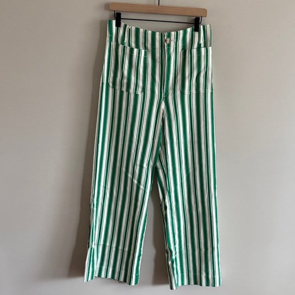 NWT Maeve• The Colette — the full length- green and white vertical stripe pants - Picture 2 of 10